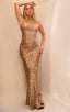 Capucine Gold Sequin Split Skirt & Top Set