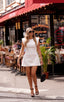 Eloise Structured Shoulder Dress /White