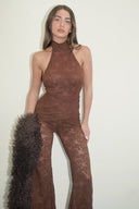 Backless Lace Bodysuit/ Chocolate