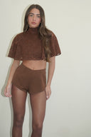 Estelle Lace Cape/ Chocolate