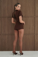 Twist Knicker Shorts & bodysuit set / Brown