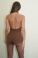 Backless Lace Bodysuit/ Chocolate