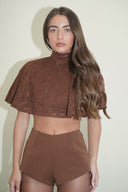 Estelle Lace Cape/ Chocolate