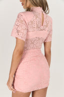 Savannah Lace Bodysuit & Ruched Skirt Set / Pink