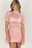 Savannah Lace Bodysuit & Ruched Skirt Set / Pink