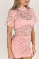 Savannah Lace Bodysuit & Ruched Skirt Set / Pink