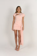 Maya Cut Out Dress With Drape / Peach