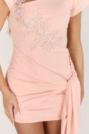 Maya Cut Out Dress With Drape / Peach