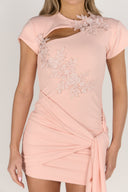 Maya Cut Out Dress With Drape / Peach