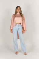 Satin Cape Top / Peach