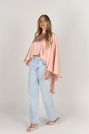 Satin Cape Top / Peach