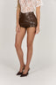 Jett Leather PU Buckle Shorts / Brown