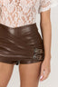 Jett Leather PU Buckle Shorts / Brown