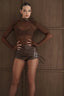 Jett Leather PU Buckle Shorts / Brown