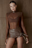 Jett Leather PU Buckle Shorts / Brown
