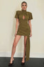 Fitted Twist Pleat Skirt With Drape / Olive