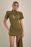 Fitted Twist Pleat Skirt With Drape / Olive