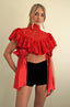 Clarissa Lace cape top / Red