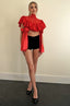 Clarissa Lace cape top / Red