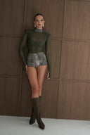 Snake Print Sequin Knicker Shorts