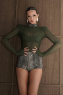 Snake Print Sequin Knicker Shorts